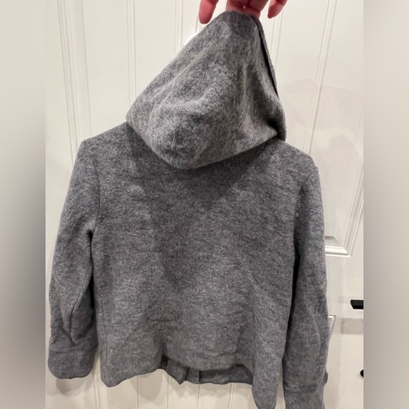 For Cynthia Medium Gray 100% WOOL Hooded Pea Coat - Picture 7 of 10